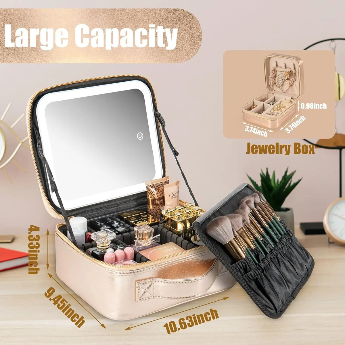 Estuche De Maquillaje Portátil Con Espejo Y Luz Led - Image 5