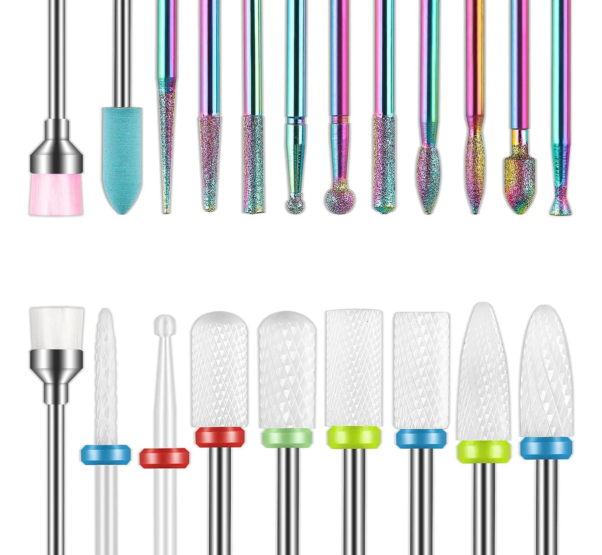 Kit De 21 Piezas Para Uñas, Bits De Cerámica Y Acrílico, Tam