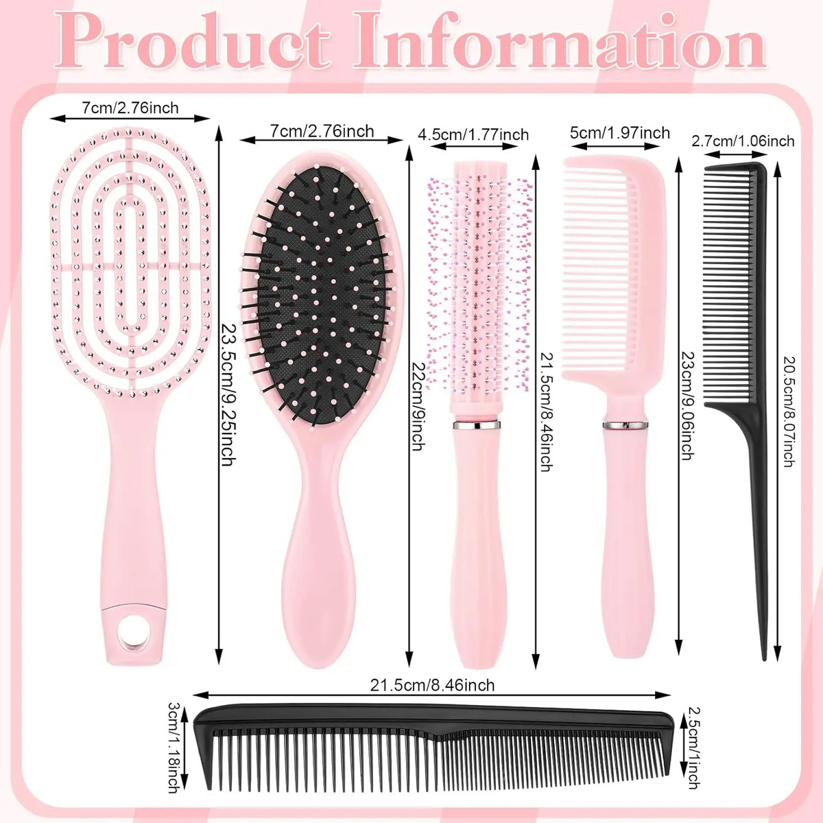 Peine De 6 Piezas Para Desenredar Y Peinar Cabello Liso Riza - Image 6