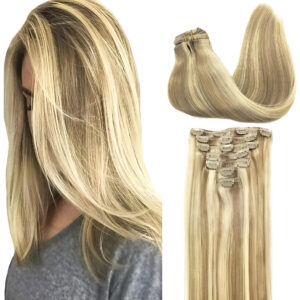Extensiones De Pelo Humano De 40cm Para Mujeres Rubio Dorado
