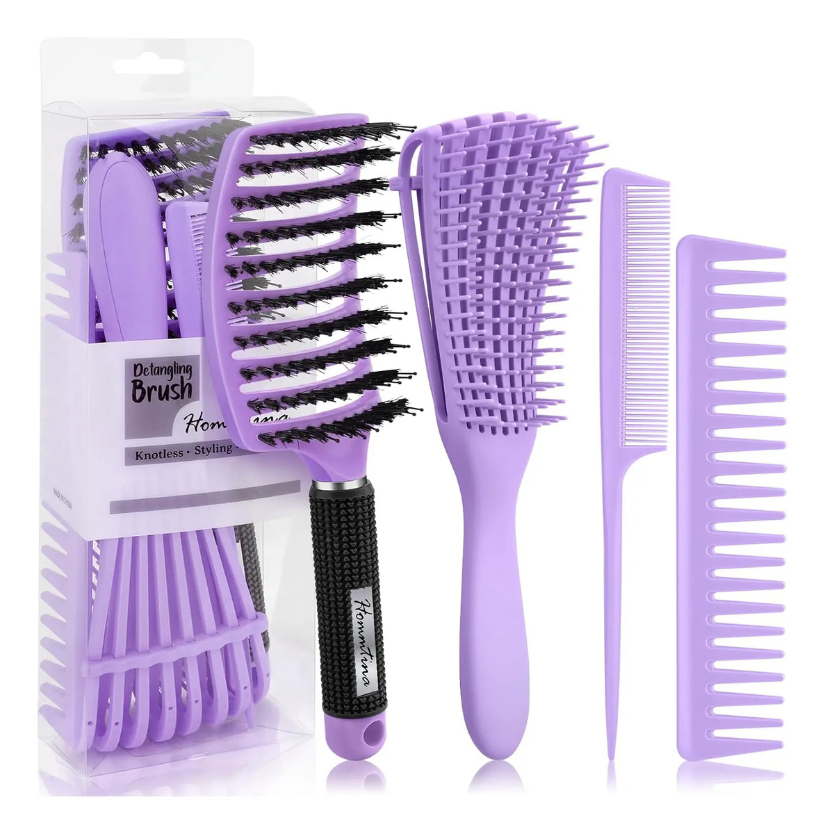 Cepillo Desenredante Hommtina Paquete De 4 Para Cabello Riza