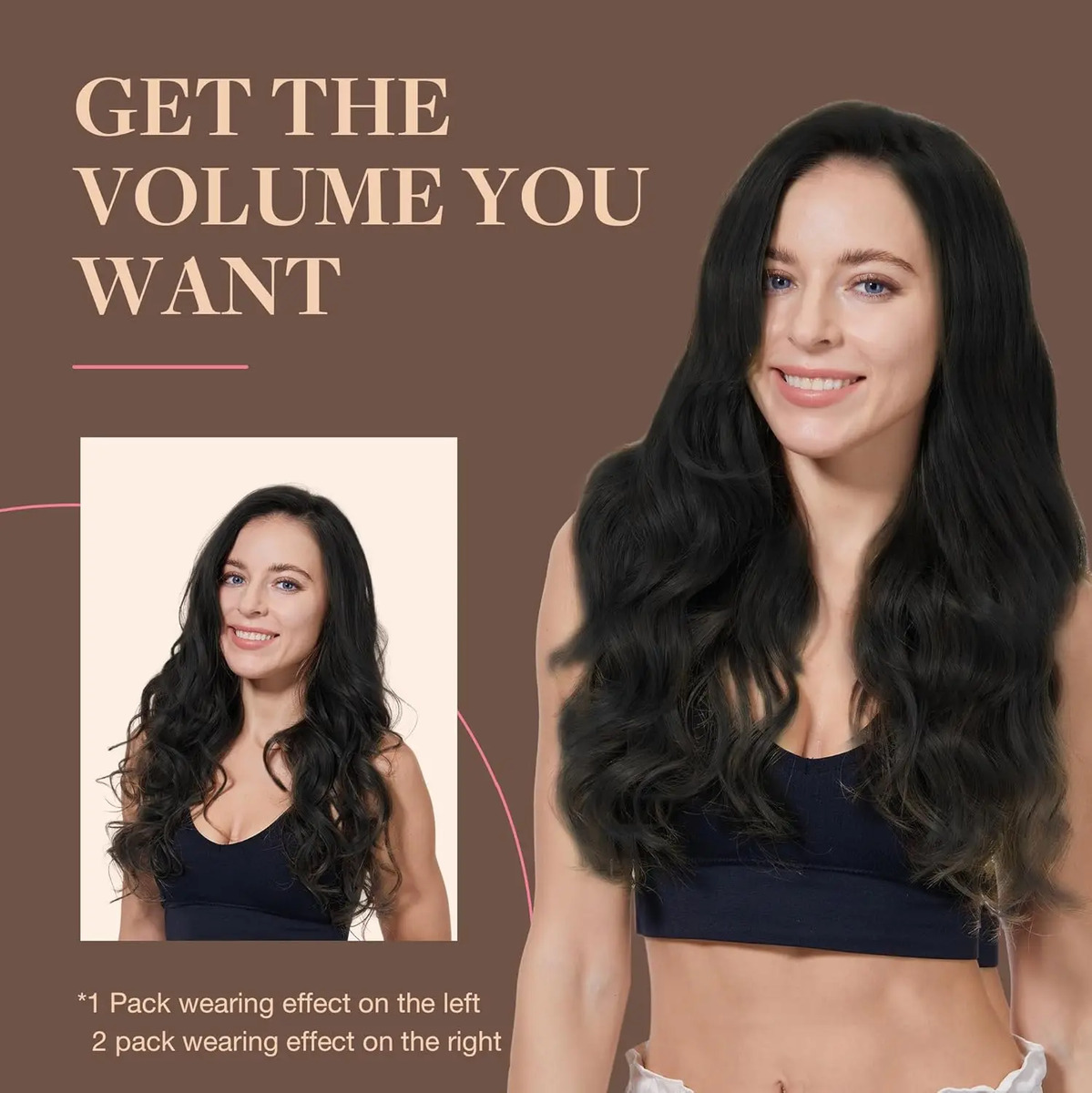 Cabello Clip-in Para Mujeres Pelo Humano Remi 50cm Negro Negro - Image 7