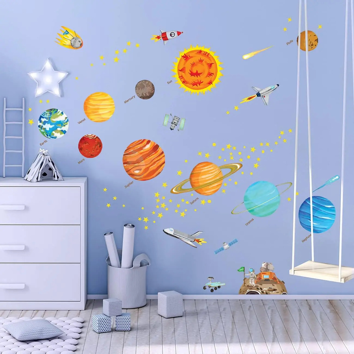 Decowall Dw-1501s El Sistema Solar Peel Y Stick Nursery Niño - Image 4