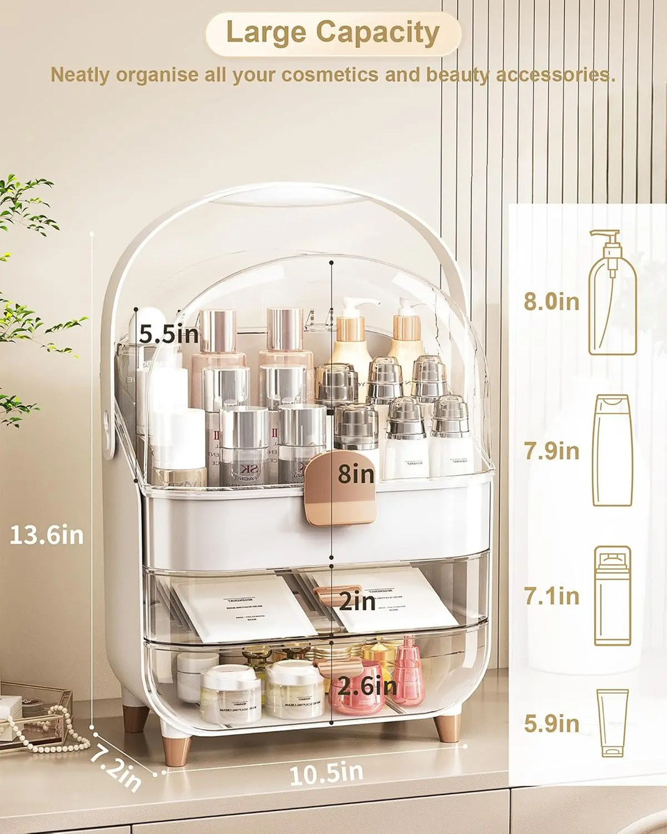 Organizador De Maquillaje En Rosa Dorado Para Baño - Image 2