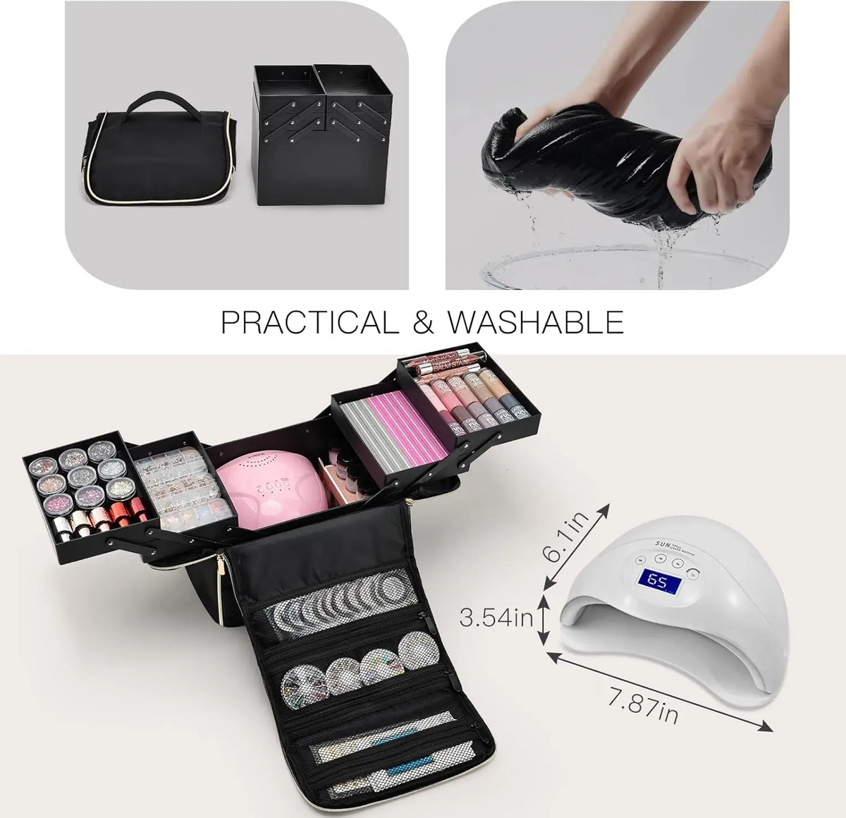 Estuche De Maquillaje Grande De Viaje Negro Con 4 Niveles Y - Image 5