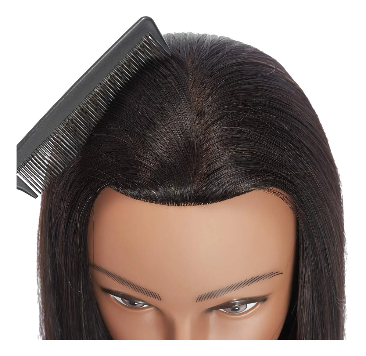 Cabeza De Maniquí Para Peluquería 51 A 56 Cm Cabello Humano - Image 4