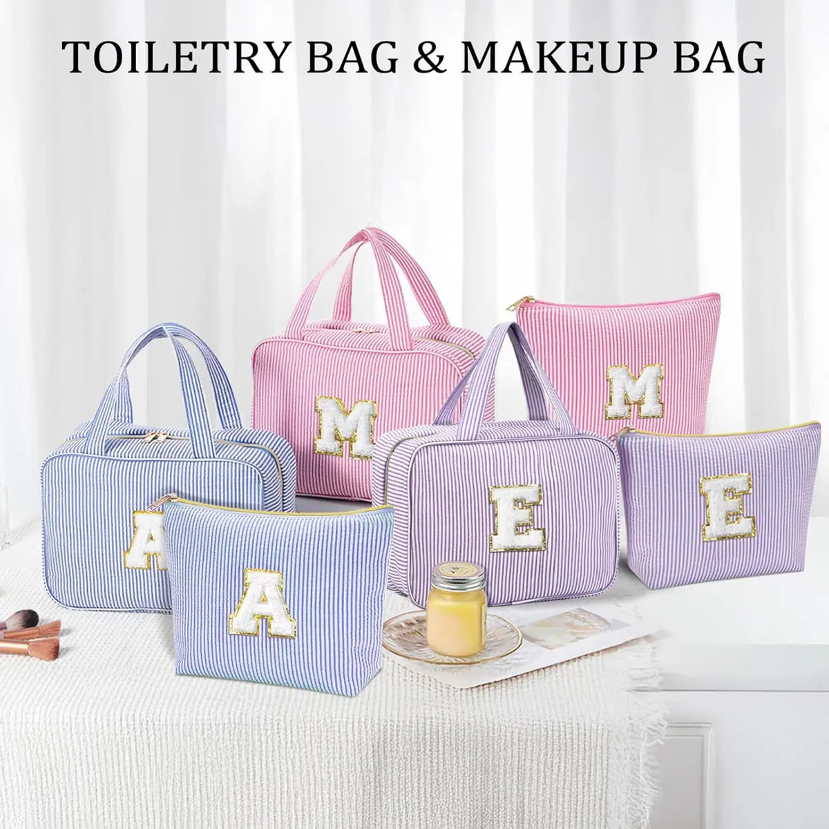 Bolsa De Aseo Personalizada Rosa Con Inicial Letra A - Image 7