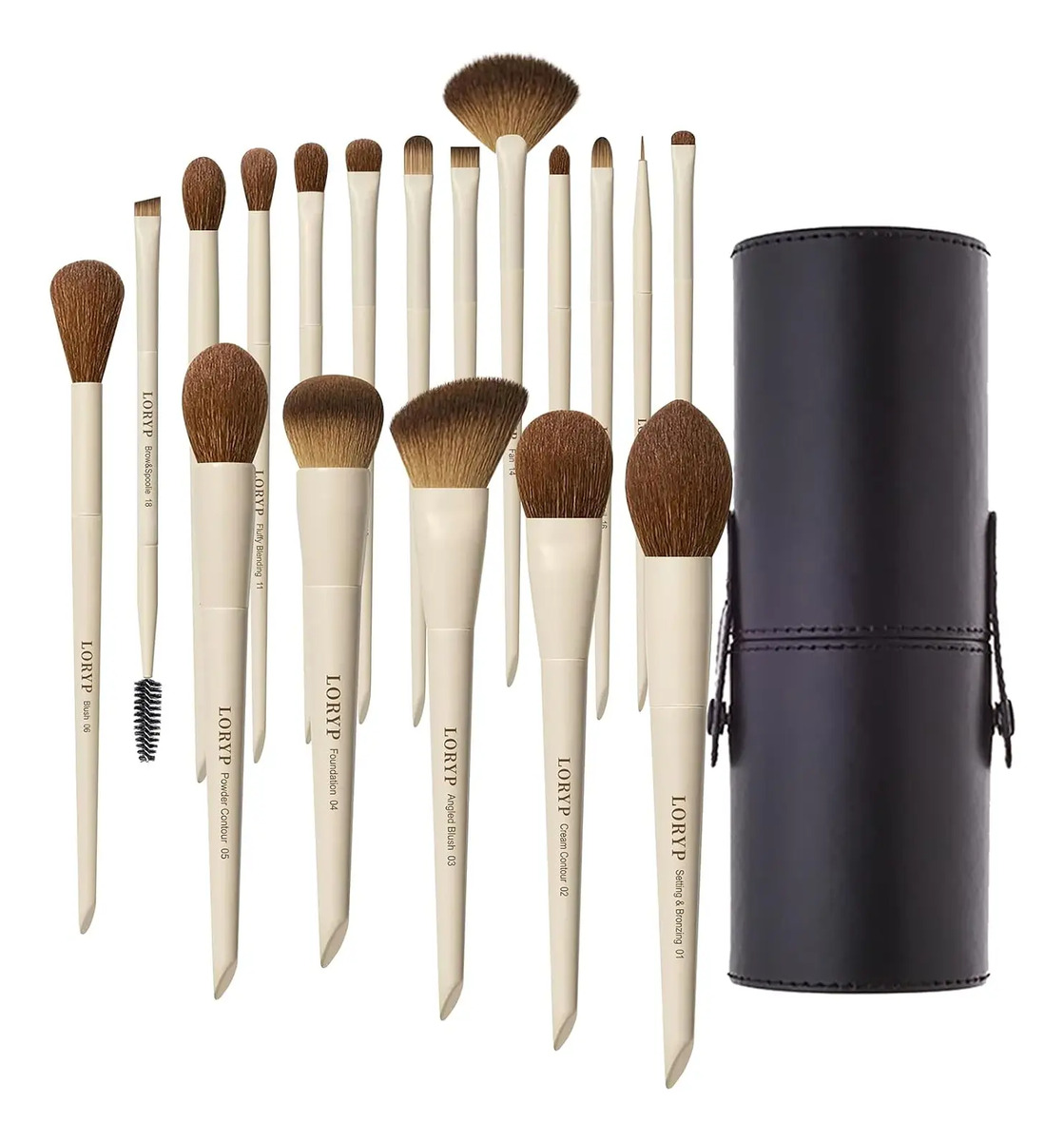 Conjunto De Brochas De Maquillaje De 18 Piezas Con Funda De