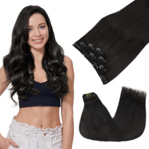 Cabello Humano Natural 40cm 65g Negro Negro