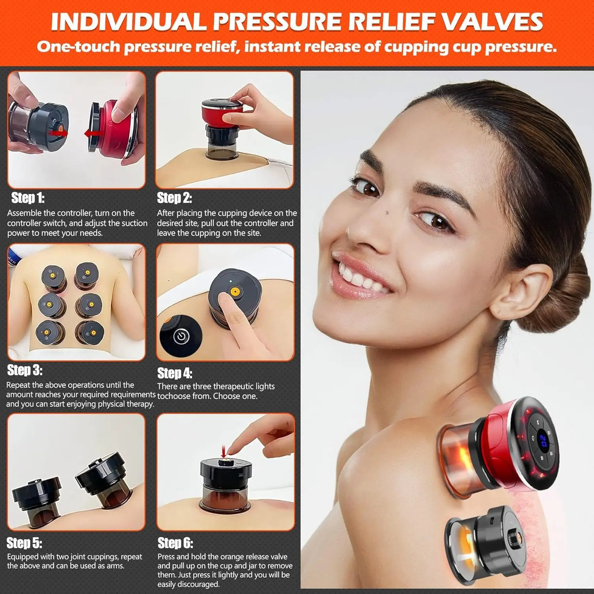 Conjunto De Terapia De Ventosas Eléctricas 4 En 1 Con 8 Vent - Image 6