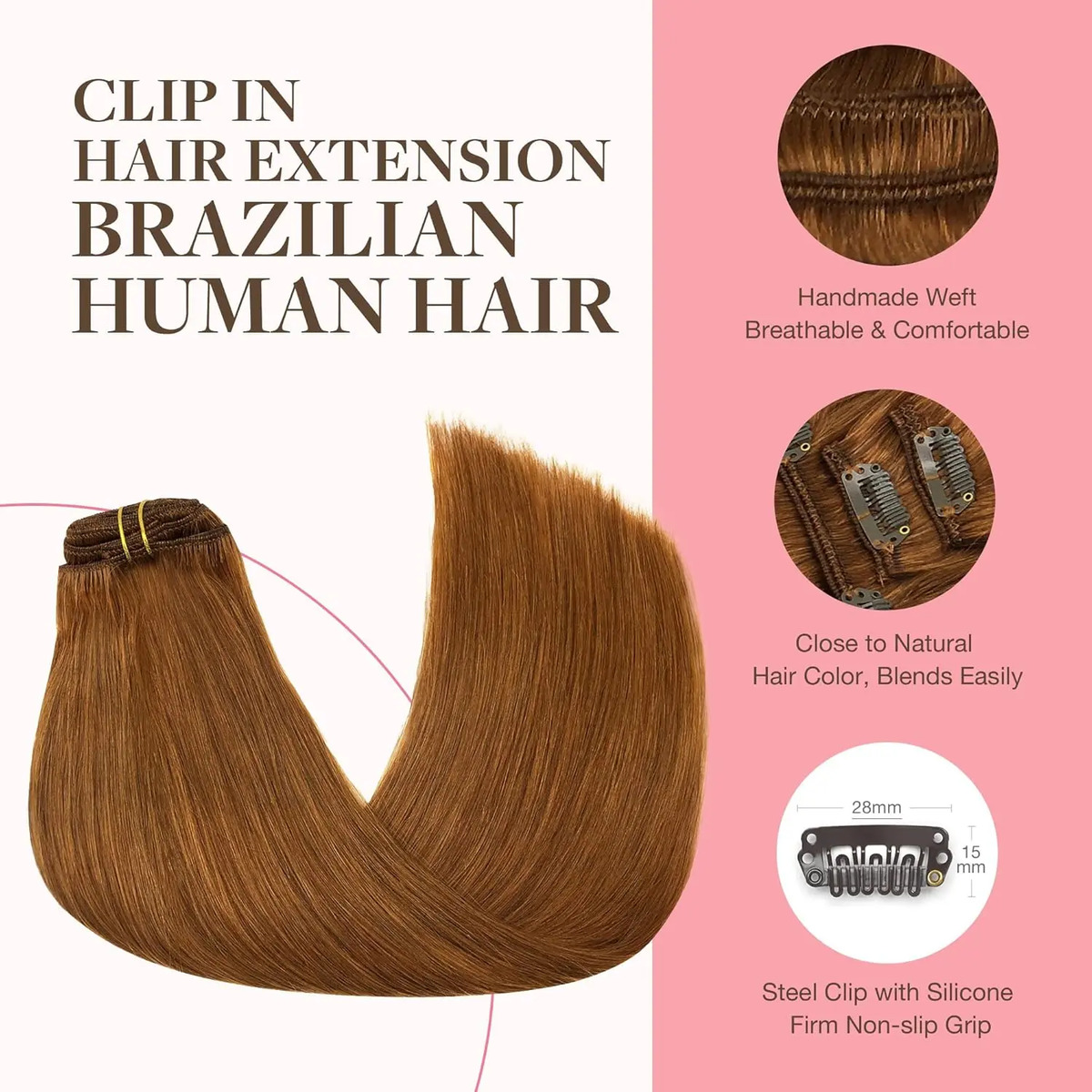 Cabello Clip Mujer Pelo Humano 45cm - Image 3