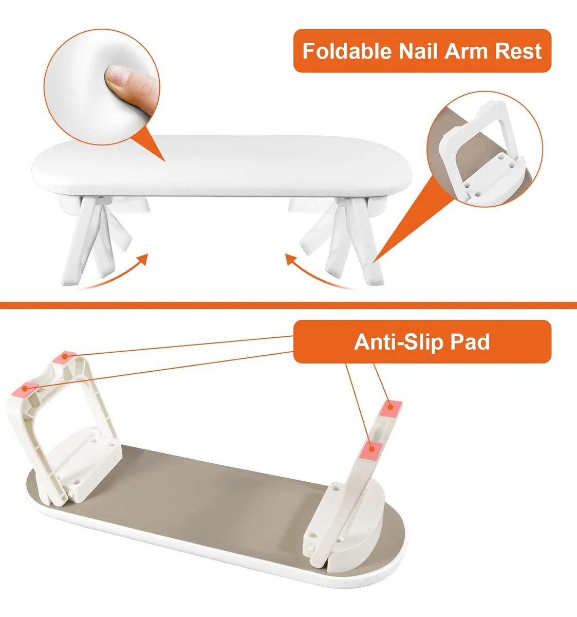 Reposabrazos Plegable De Cuero Pu Para Manicura Con Almohadi - Image 2