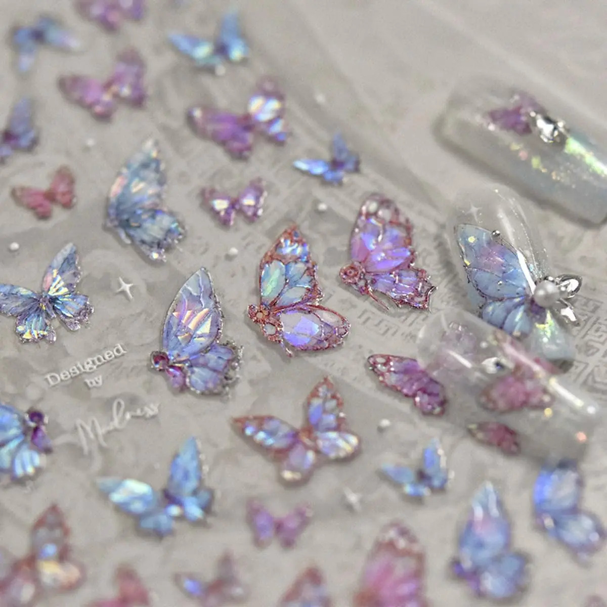 Pegatinas De Mariposas Púrpura Rosa Para Uñas De Mujer Y Niñ - Image 3