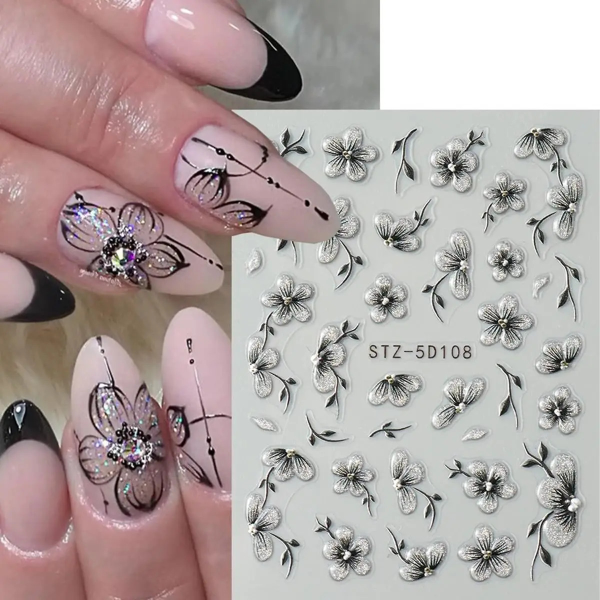Pegatinas De Flores Para Uñas Decoradas Con Diseños De Hojas - Image 2