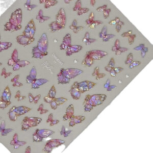 Pegatinas De Mariposas Rosadas De 5d Para Decorar Uñas Con D
