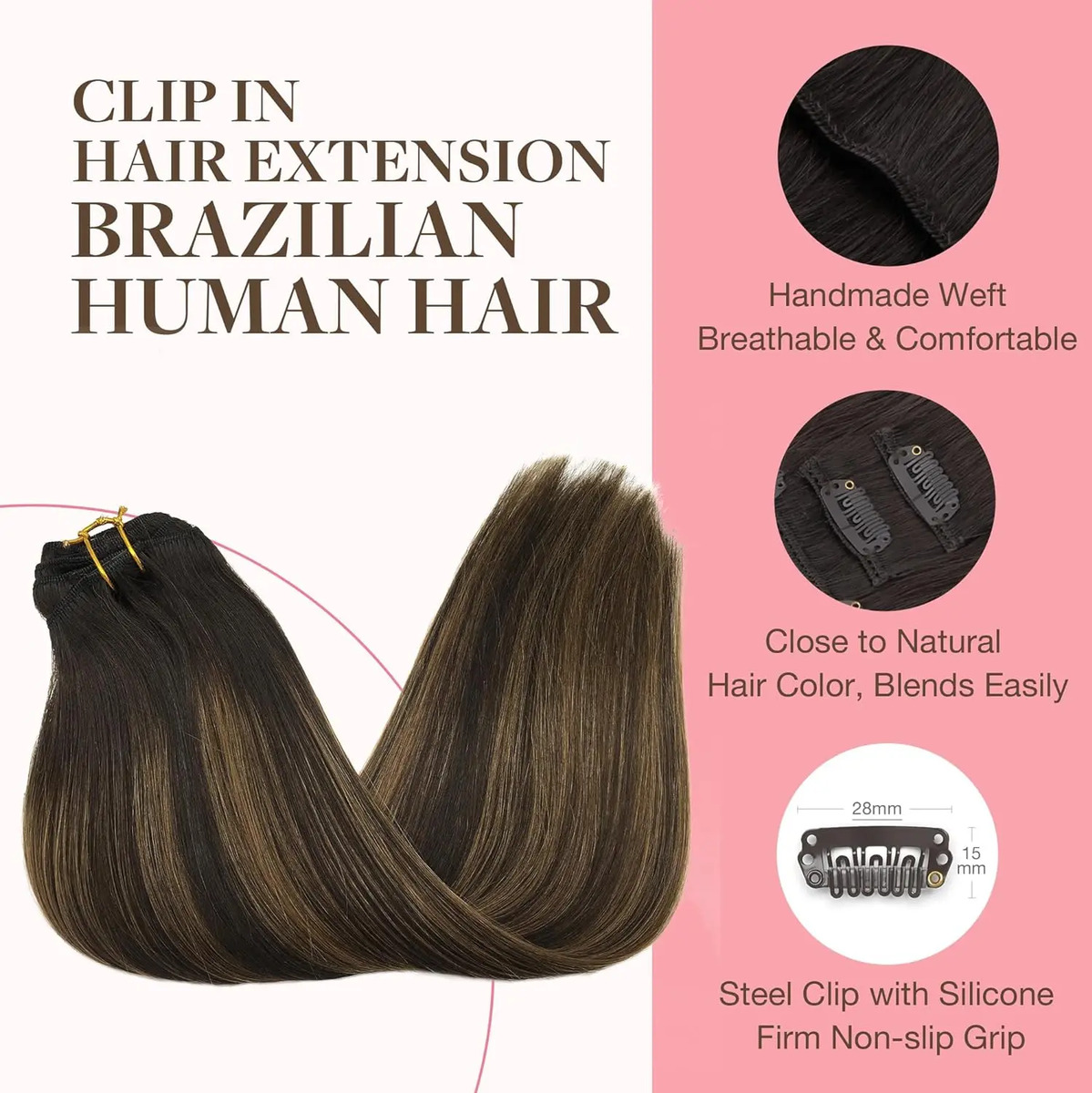 Cabello Humano Remy 50cm Marrón Marrón - Image 3