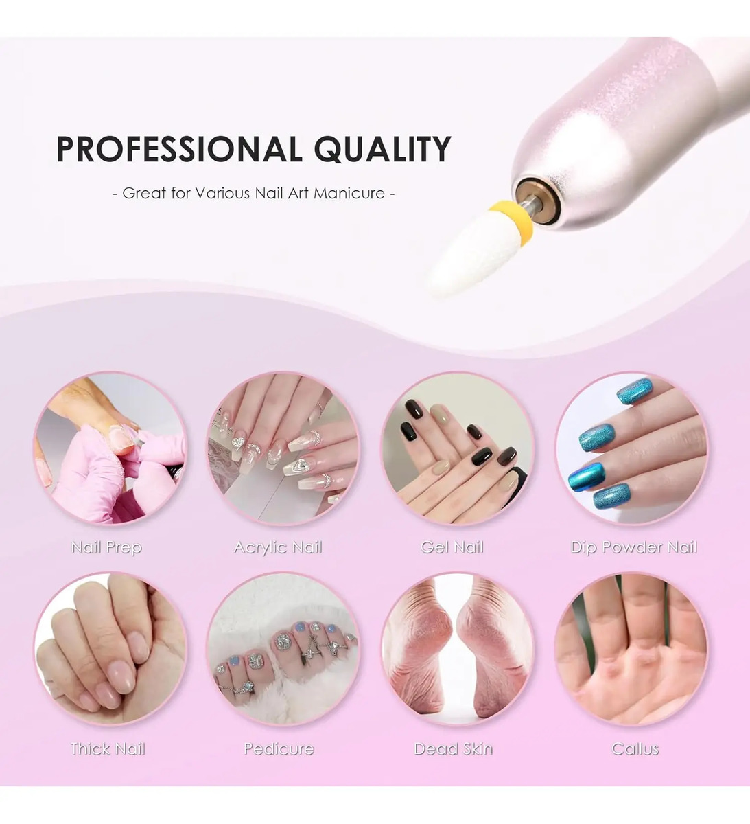 Lima De Uñas Profesional De 22 Piezas Con Bits De Cerámica - Image 7