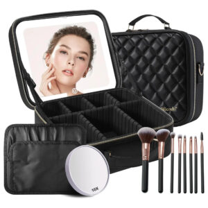 Bolso De Maquillaje Viajero Con Espejo Led Y Luz Tricolor Ne
