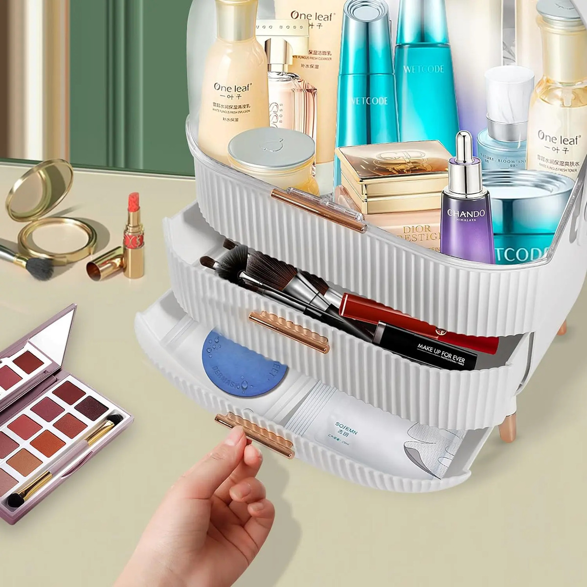 Caja De Almacenamiento Oval Portátil Para Cosméticos Fba-white - Image 3