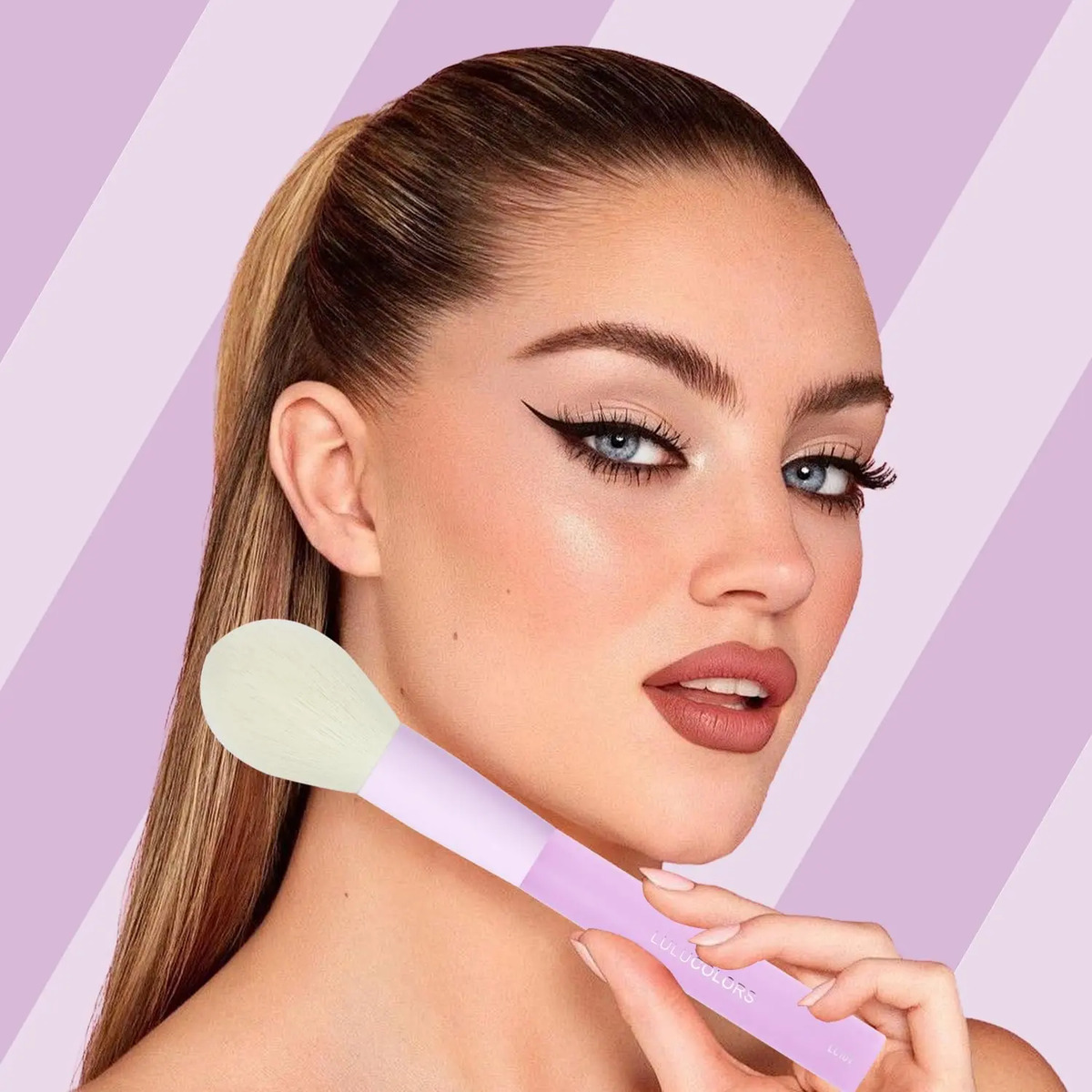 Juego De 5 Brochas De Maquillaje Suaves De Color Púrpura Cla - Image 7