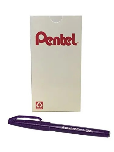 Pentel Arts Sign Pen Touch, Punta De Pincel De Fude, Tinta V