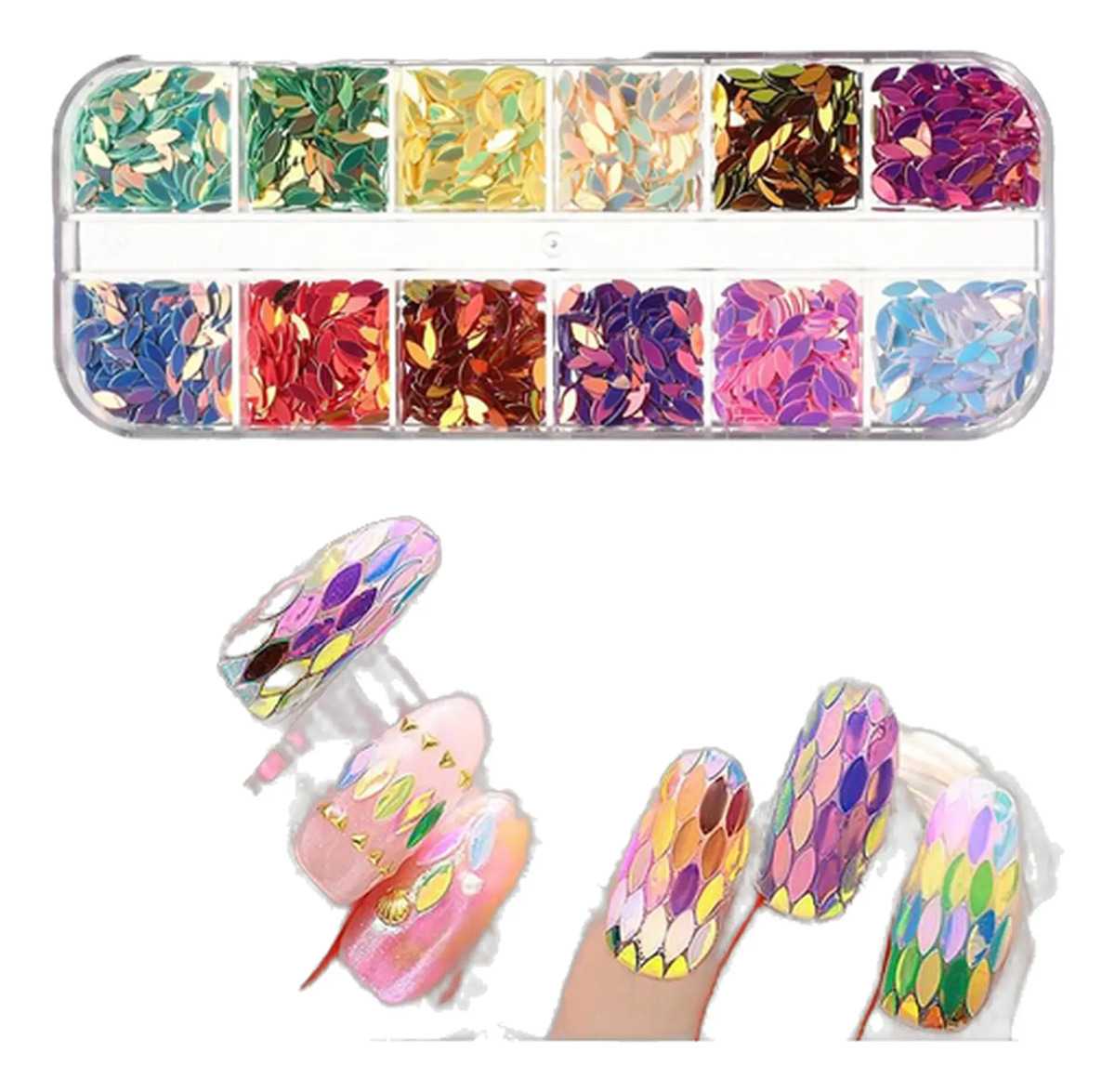 Decoraciones Brillantes De Uñas Con Hojas Holográficas De 12