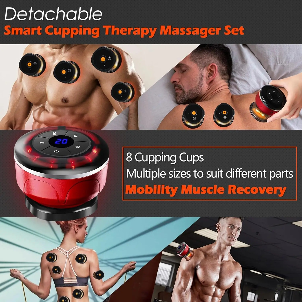 Conjunto De Terapia De Ventosas Eléctricas 4 En 1 Con 8 Vent - Image 3