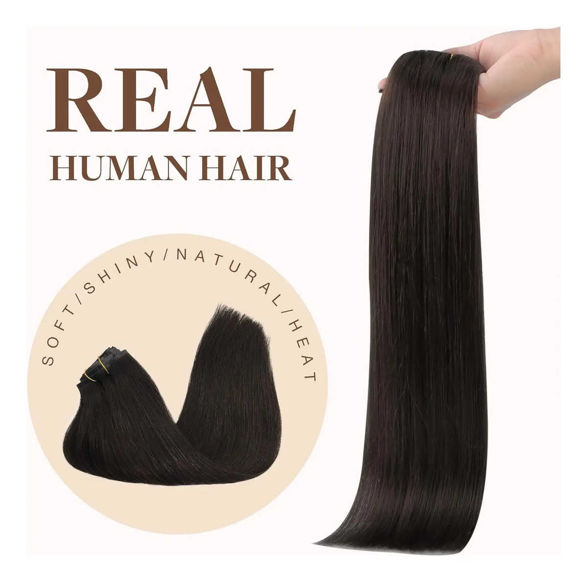 Cabello Humano Remy 35 Cm Marrón Oscuro Marrón Oscuro - Image 8