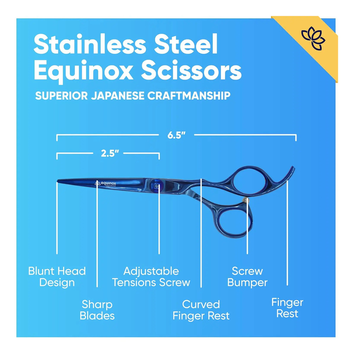 Tijeras De Cabello Profesionales Equinox Razor Edge De Acero Azul - Image 2