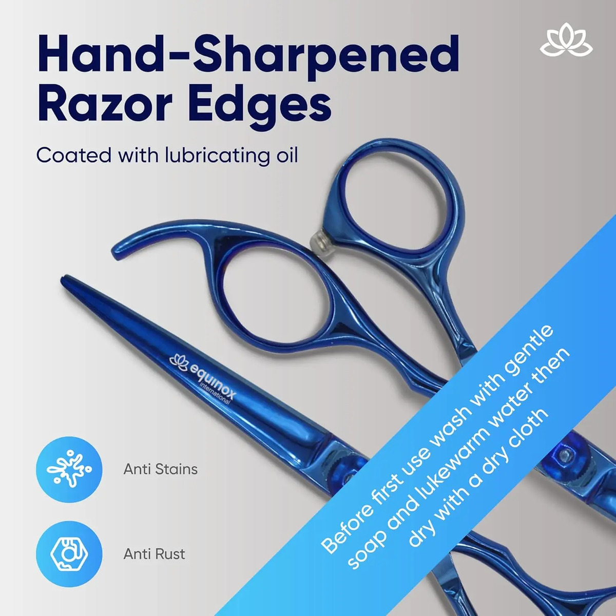 Tijeras De Cabello Profesionales Equinox Razor Edge De Acero Azul - Image 3