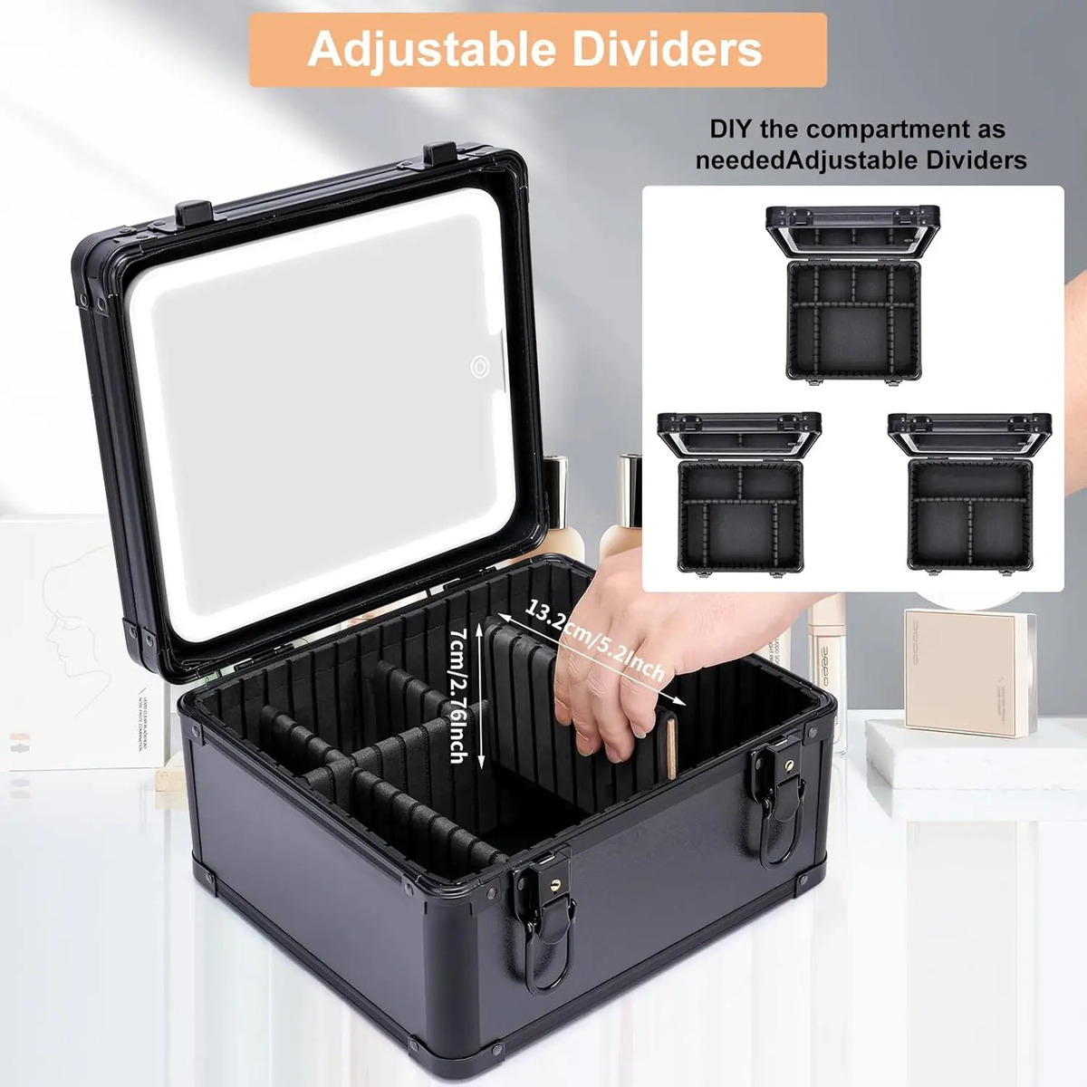 Caja De Maquillaje Con Espejo Led, Regalo Para Mujeres, Negr - Image 4
