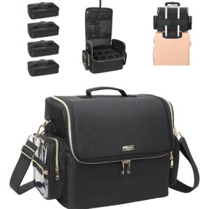 Bolso De Maquillaje Extra Grande Con Divisores Ajustables