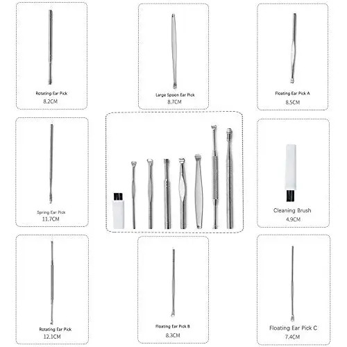 Kit Limpiador Oídos 8 Piezas Limpieza Cera Acero Inoxidable - Image 2