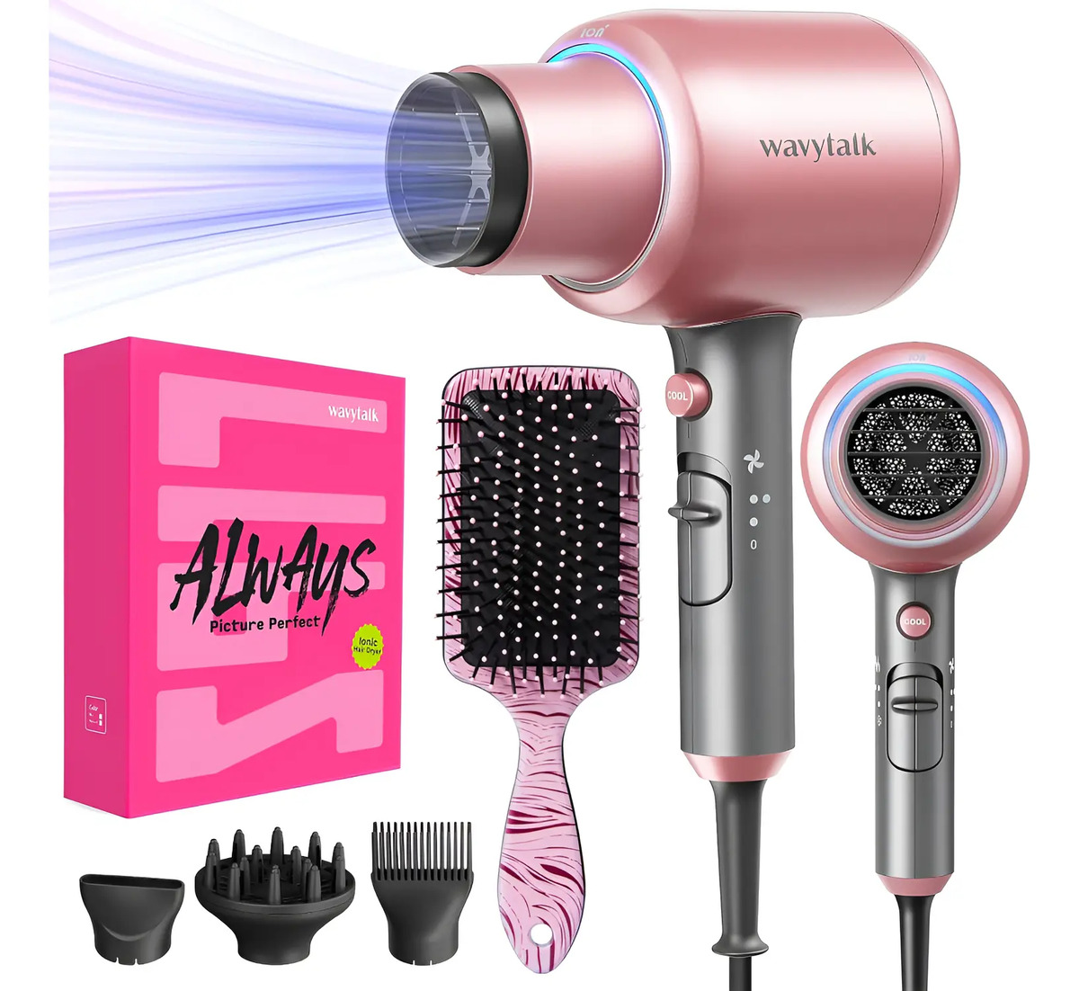 Secador De Pelo Wavytalk Iónico, 1875w, Rosa Dorado.