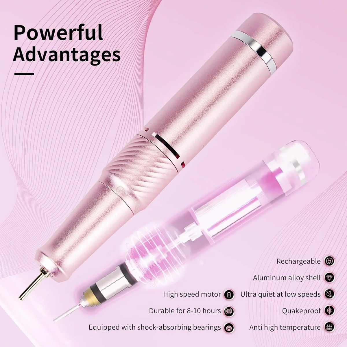 Lima De Uñas Portátil Recargable Rosa - Image 3