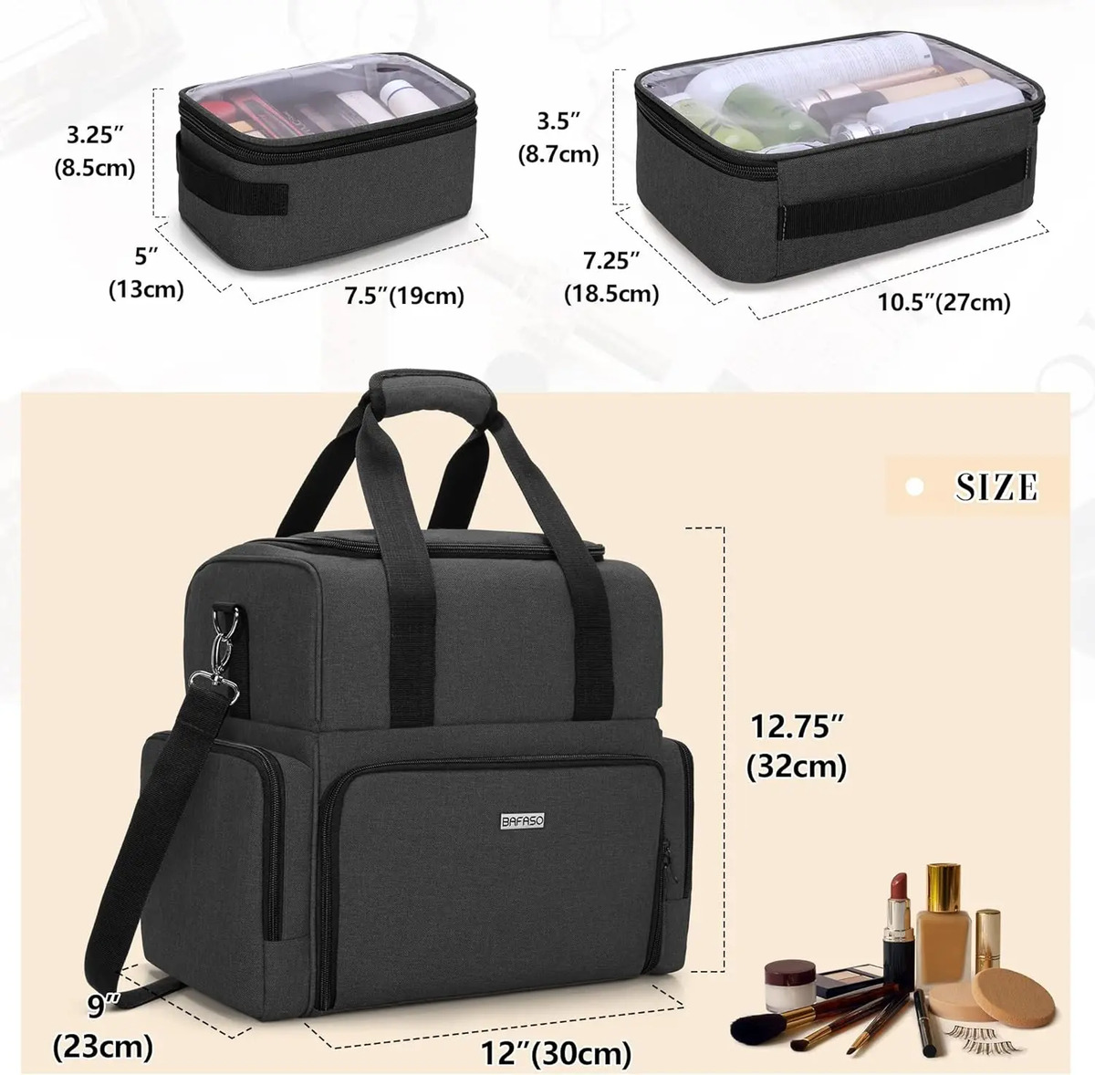 Bolsa De Maquillaje Grande De Viaje Con Bolsitas Internas, N - Image 6