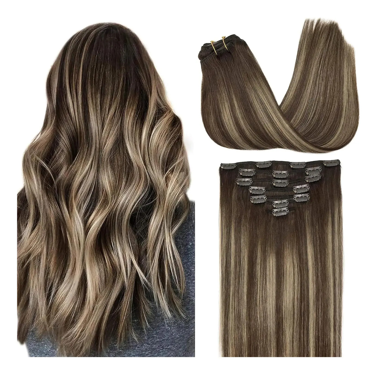 Cabello Humano 45 Cm Marrón Marrón