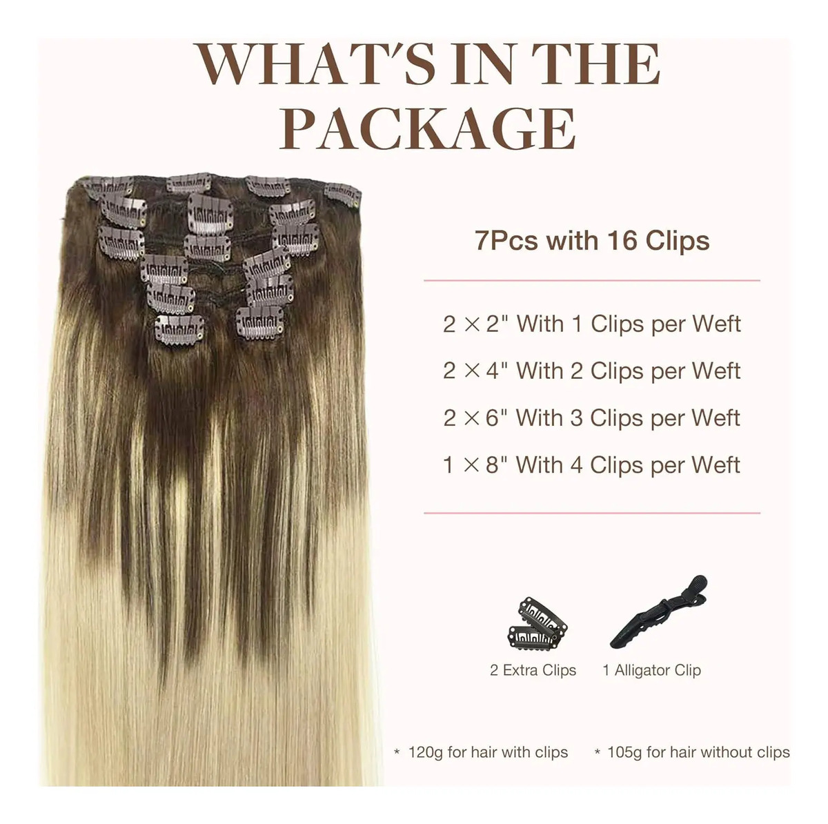 Cabello Remy 55cm 120g Marrón Chocolate Balayage - Image 2