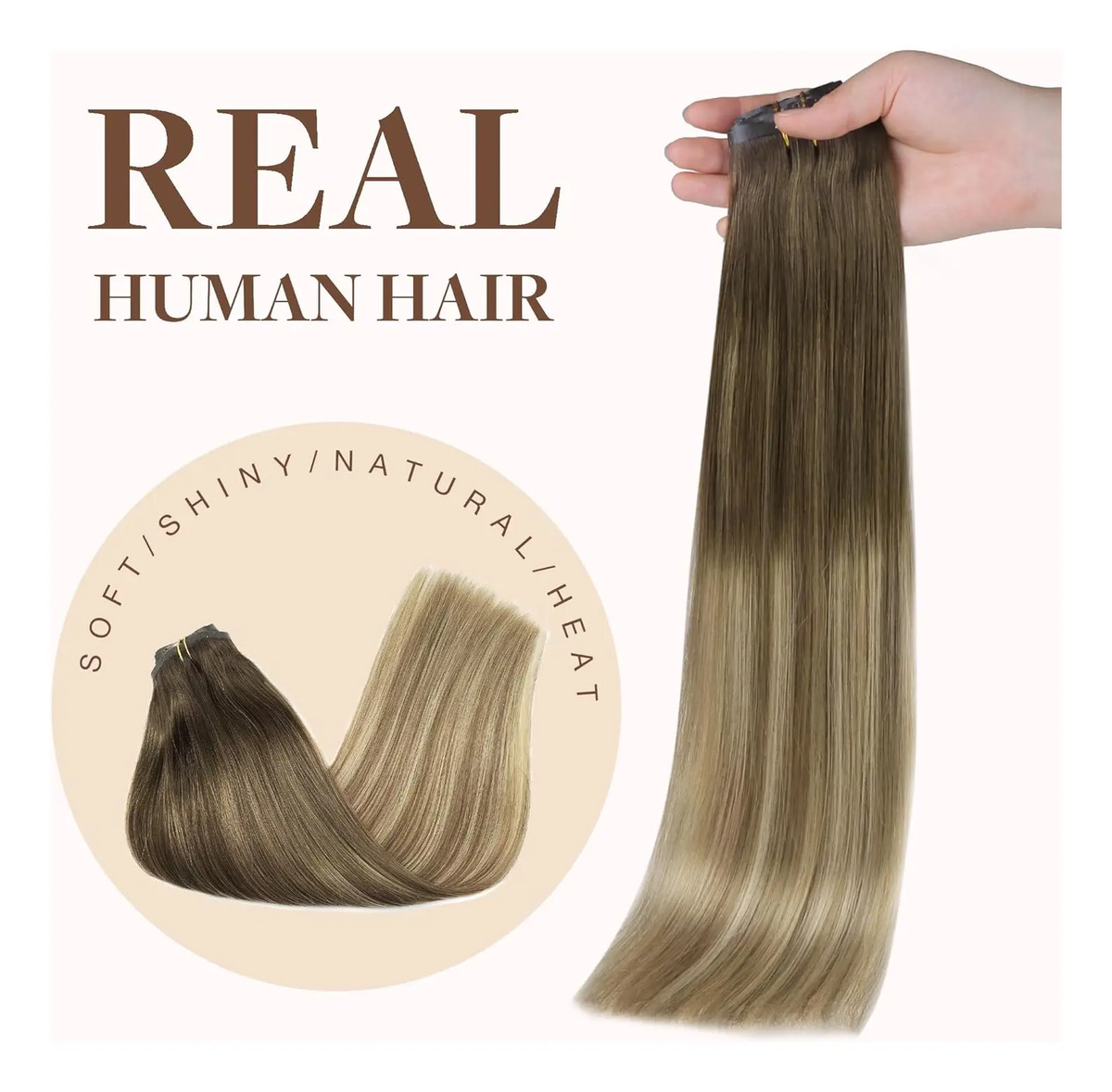 Extensiones Cabello Humano 45cm Marrón Rubio - Image 8