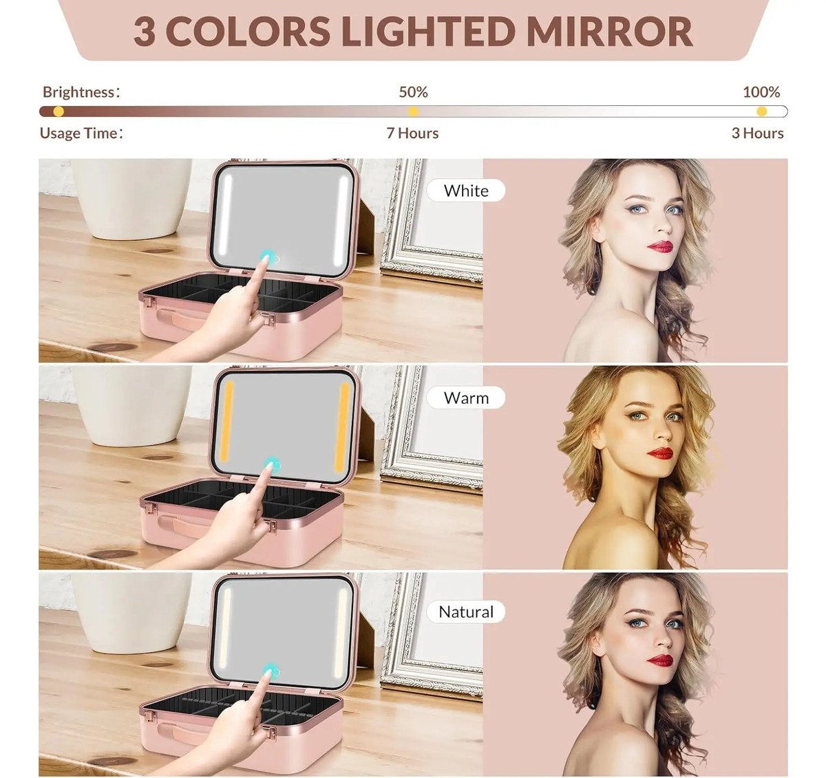 Maleta Maquillaje Grande Espejo Iluminado Luces Led Ajustabl - Image 4