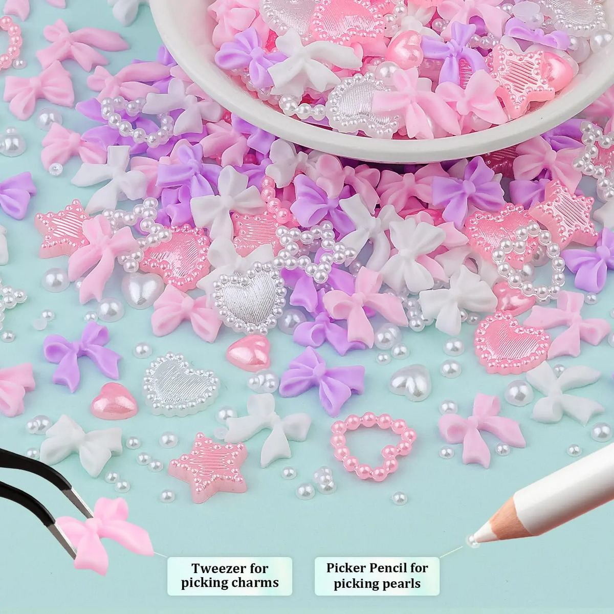 Charms De Uñas De 3d Y Perlas Planas De 9 Colores En Tamaños - Image 3