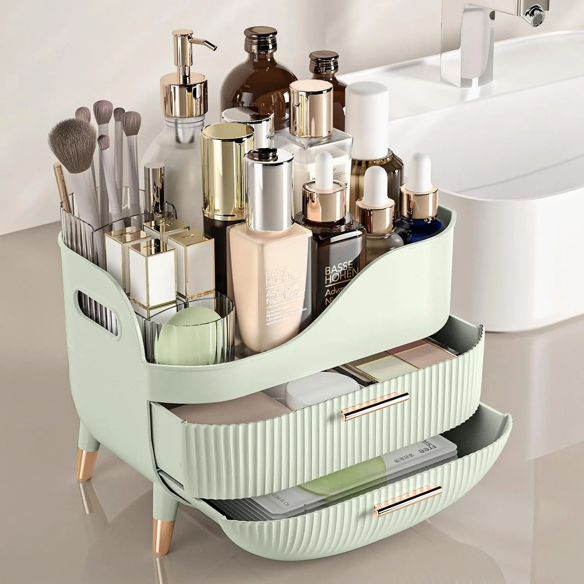 Organizador De Maquillaje, Cajones, Verde Salvia Grande - Image 2