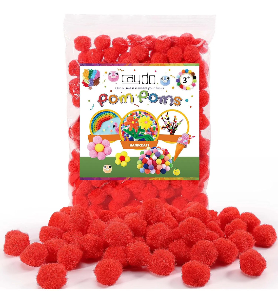 Pom Poms Rojos Esponjosos De 2,5 Cm Para Manualidades