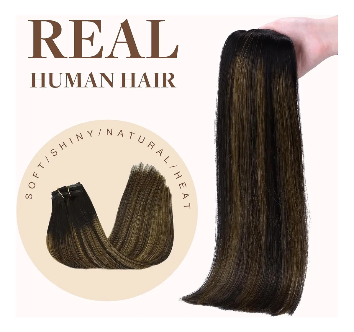 Cabello Humano 35cm 130g Balayage Negro Balayage Negro - Image 8
