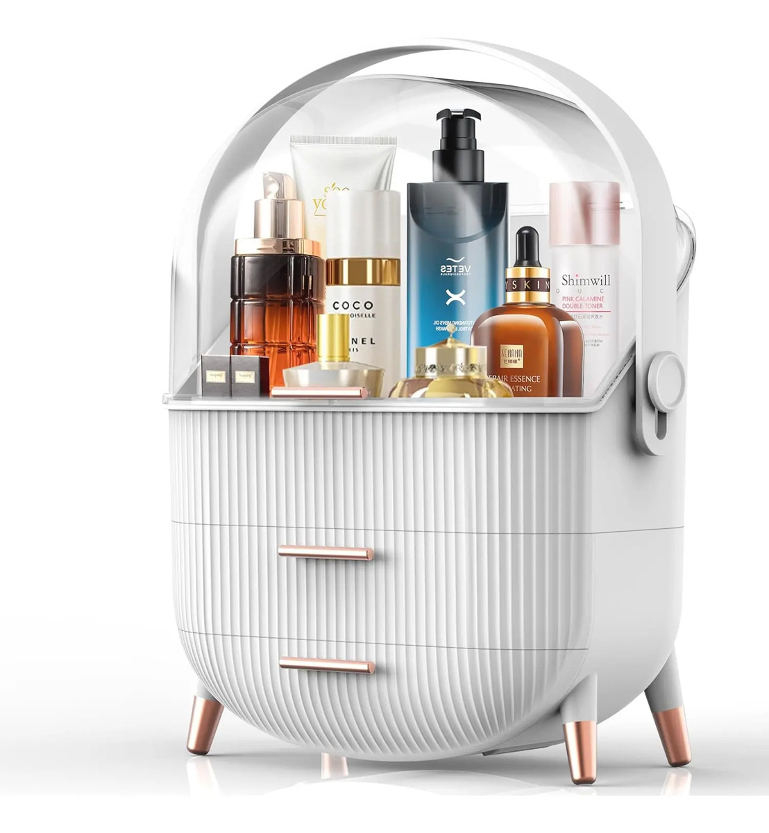 Organizador De Maquillaje Blanco Perla Con Cajones Y Tapa - Image 2