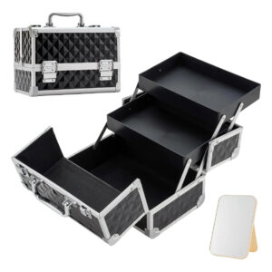 Caja De Maquillaje Portátil Con Espejo Y Bandejas