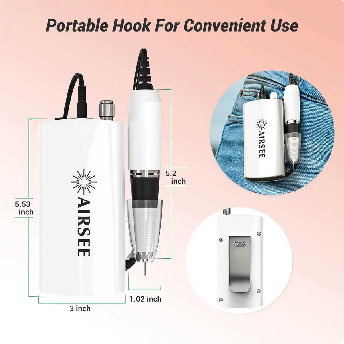 Máquina Portátil Airsee Efile Eléctrico Para Uñas - Image 4