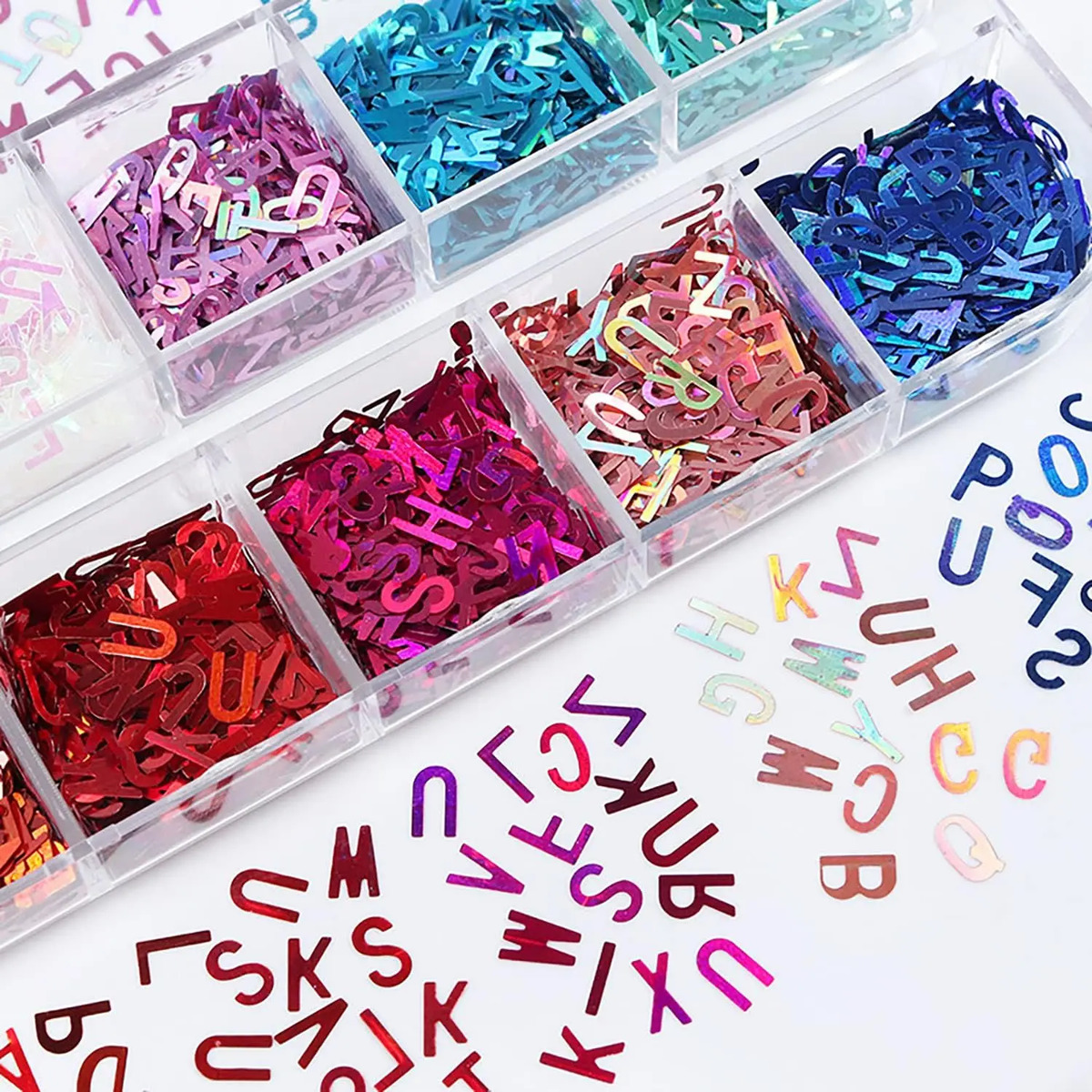 Decoraciones De Uñas Brillantes Con Letras En 12 Colores Y D - Image 3