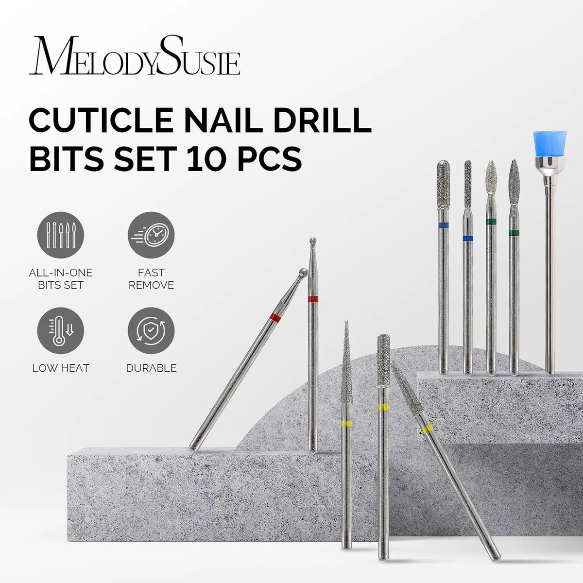 Kit De 10 Piezas Para Uñas De Melodysusie, Bits De Diamante - Image 2