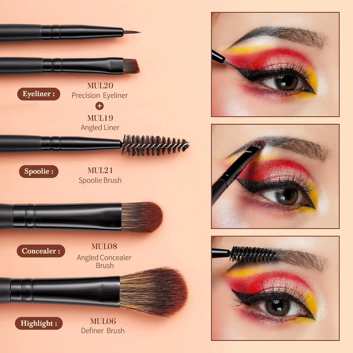 Pinceles De Maquillaje Veganos Sintéticos De 16 Piezas De Je Negro - Image 5